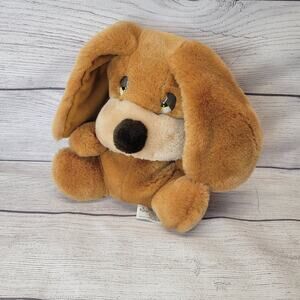 Russ Berrie Samuel Brown Droopy Hound Dog Plush Puppet 9"